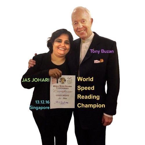 Jas Johari with Tony Buzan at World Speed Reading Championships, Singapore 2016